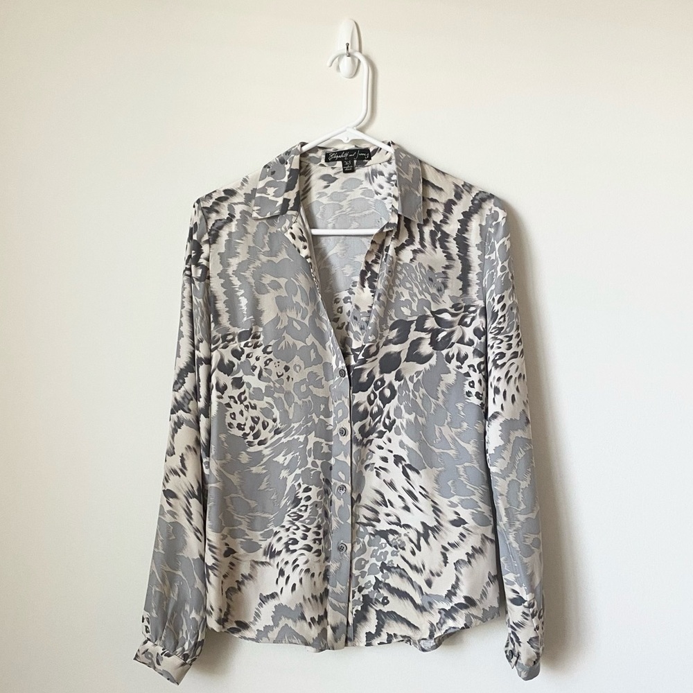 Elizabeth & James 100% Silk Muted Print Blouse